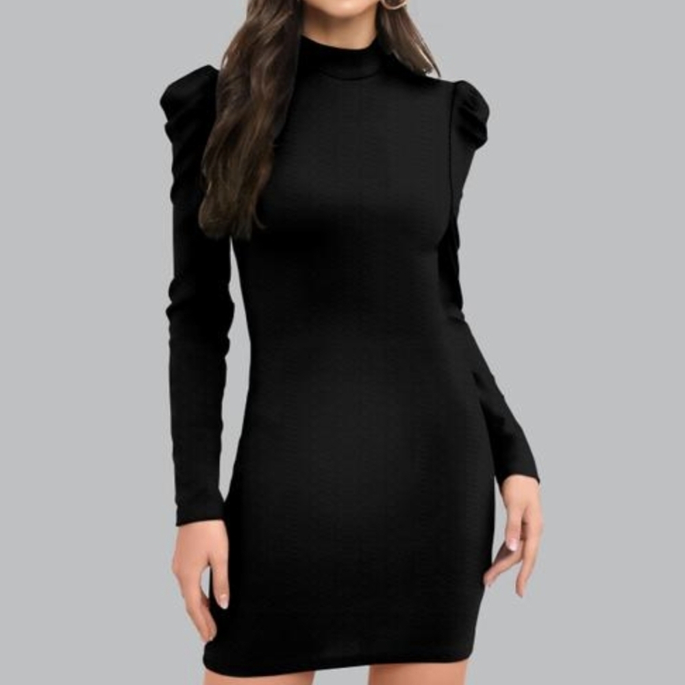 LBD Little Black Knit Longsleeve Dress